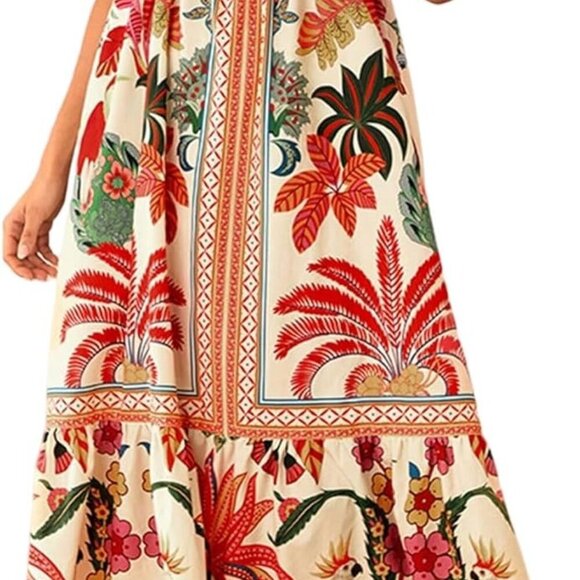 Dresses & Skirts - Women's Boho Floral Sleeveless Maxi Dress Summer Casual Beach Vacation